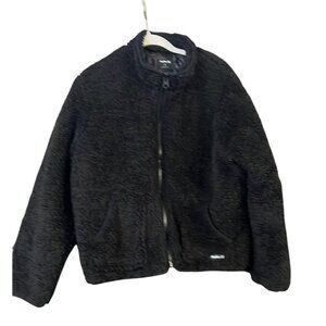 Jacket fleece sherpa hurley large black full zip teddy
